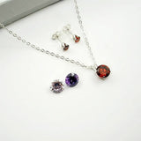 solitaire cubic zirconia necklace sterling silver