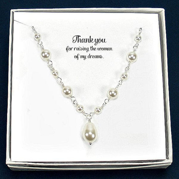 wedding gift for mom pearl necklace sterling silver