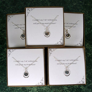 bridesmaid initial necklace sterling silver