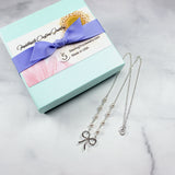 Bridesmaid Gift: Pearl Bow "Tie the Knot" Necklace, Sterling Silver