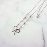 Bridesmaid Gift: Pearl Bow "Tie the Knot" Necklace, Sterling Silver