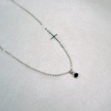 sideways cross necklace gemstone sterling silver