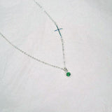 sideways cross necklace gemstone sterling silver