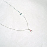 Sideways Cross Necklace with Gemstone Sterling Silver