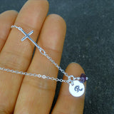 first communion confirmation gifts for girl cross initial necklace silver