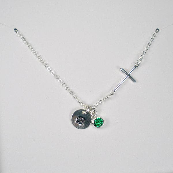 Gemstone Birthstone Personalized Birthstone Cross Necklace