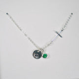 sideways cross necklace with initial gemstone birthstone