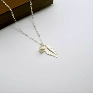 Dainty leaf necklace fall jewelry sterling silver