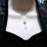  mom gifts pearl leaf necklace