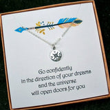 graduation new job gifts compass necklace message card necklace