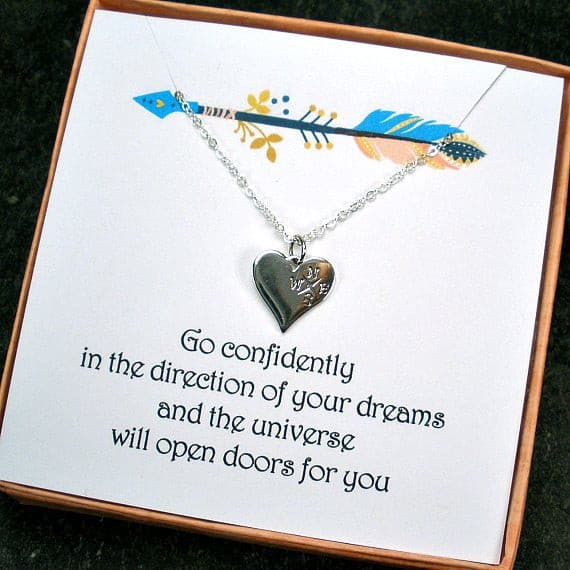 High School College Graduation Gifts Compass Necklace Message Card jewelry