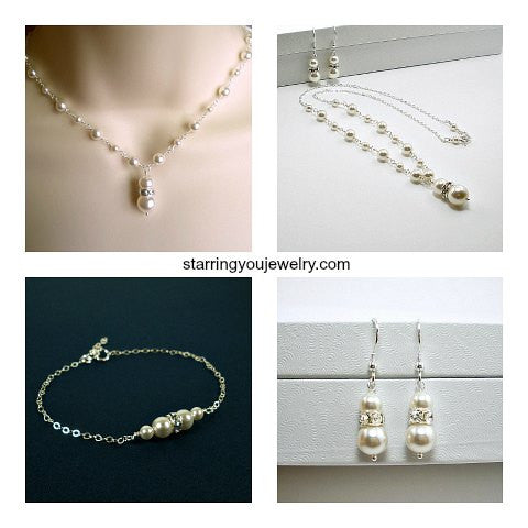Pearl Wedding Jewelry Sets: Bride Jewelry, Sterling Silver & Swarovski –  Starring You Jewelry