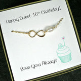 Sweet 16 Gift for Girl Gold Infinity Pearl Bracelet