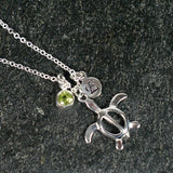 turtle initial necklace personalized jewelry sterling silver