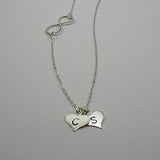 Infinity Necklace with Initials Charm, Sterling Silver