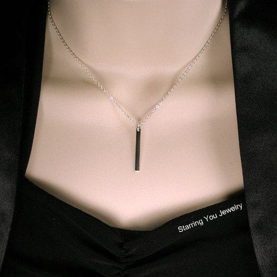 sterling silver vertical bar necklace